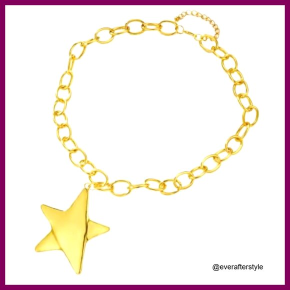 Chunky Star Statement Necklace with Lobster Clasp, Alloy Material - Picture 5 of 7